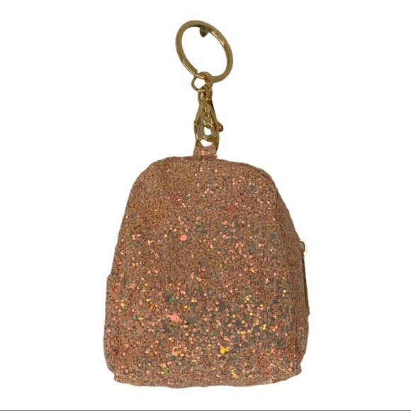 Handmade Glitter pineapple coin bag charm keychain in pink - Picture 3 of 5